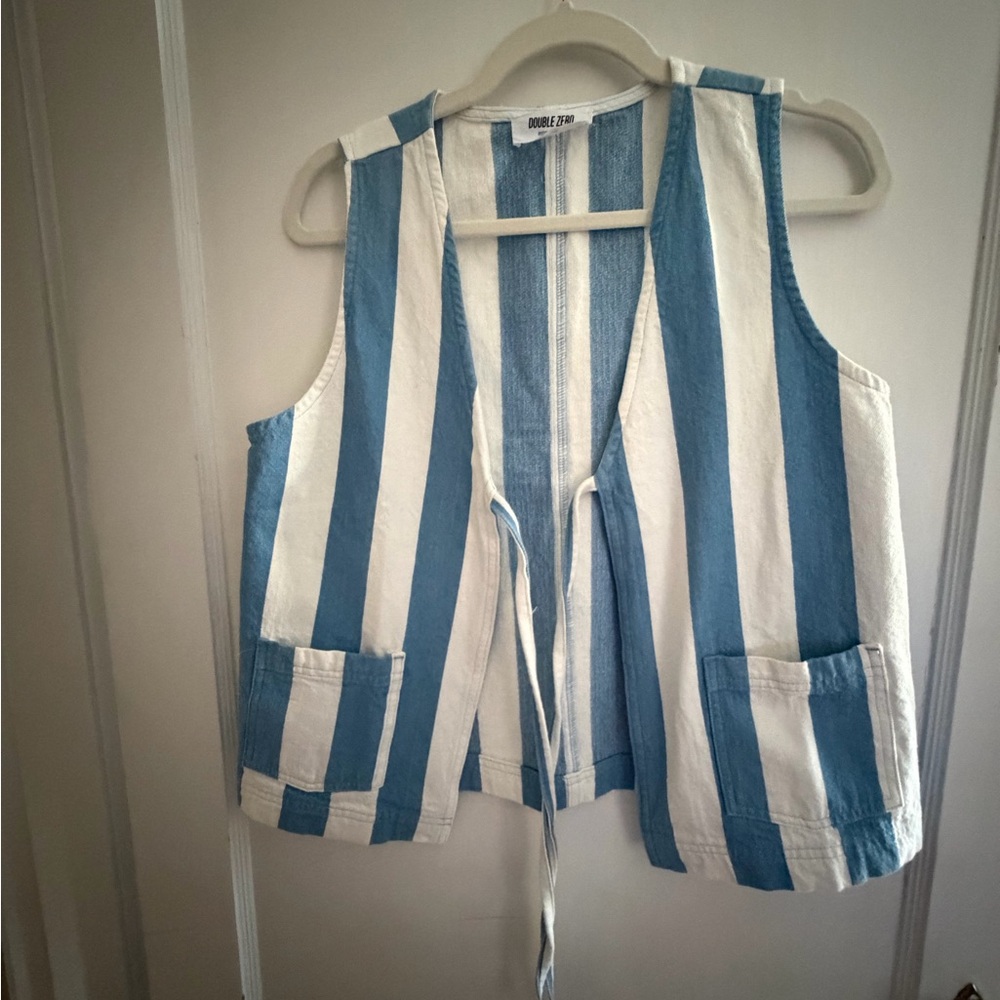 Double Zero Denim Blue and Cream Top